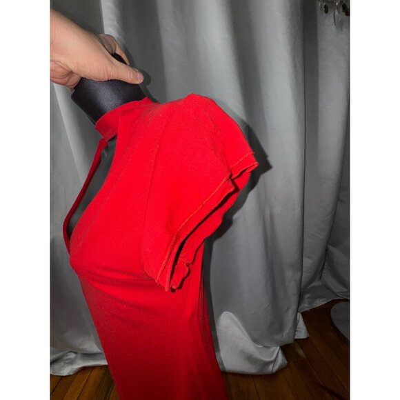 Sexy Bebe Classic Red V-Neck Tie Back Top M Pinup Retro Shirt Tight Y2K Classic - Picture 4 of 7